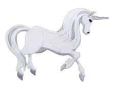 Iron on patch White/Gray Unicorn - Magical Creature 3-3/4" x 2-7/8"FREE SHIPPING