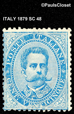 ITALY 1879 SC 48 KING HUMBERT I 25¢ BLUE MINT NO GUM FINE | eBay