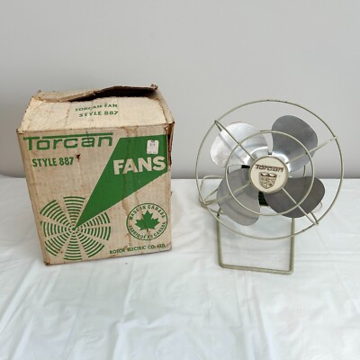 Vintage TORCAN Table Electric Fan - Style 887 With Original Box