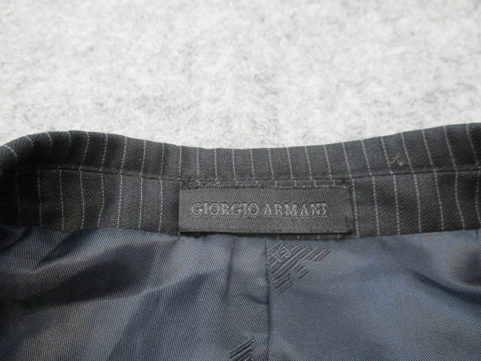 Chaqueta Blazer Giorgio Armani Para Hombres 48 R Abrigo de Seda Forrado con 3 Botones a Rayas Negras* Foto 2 de 4