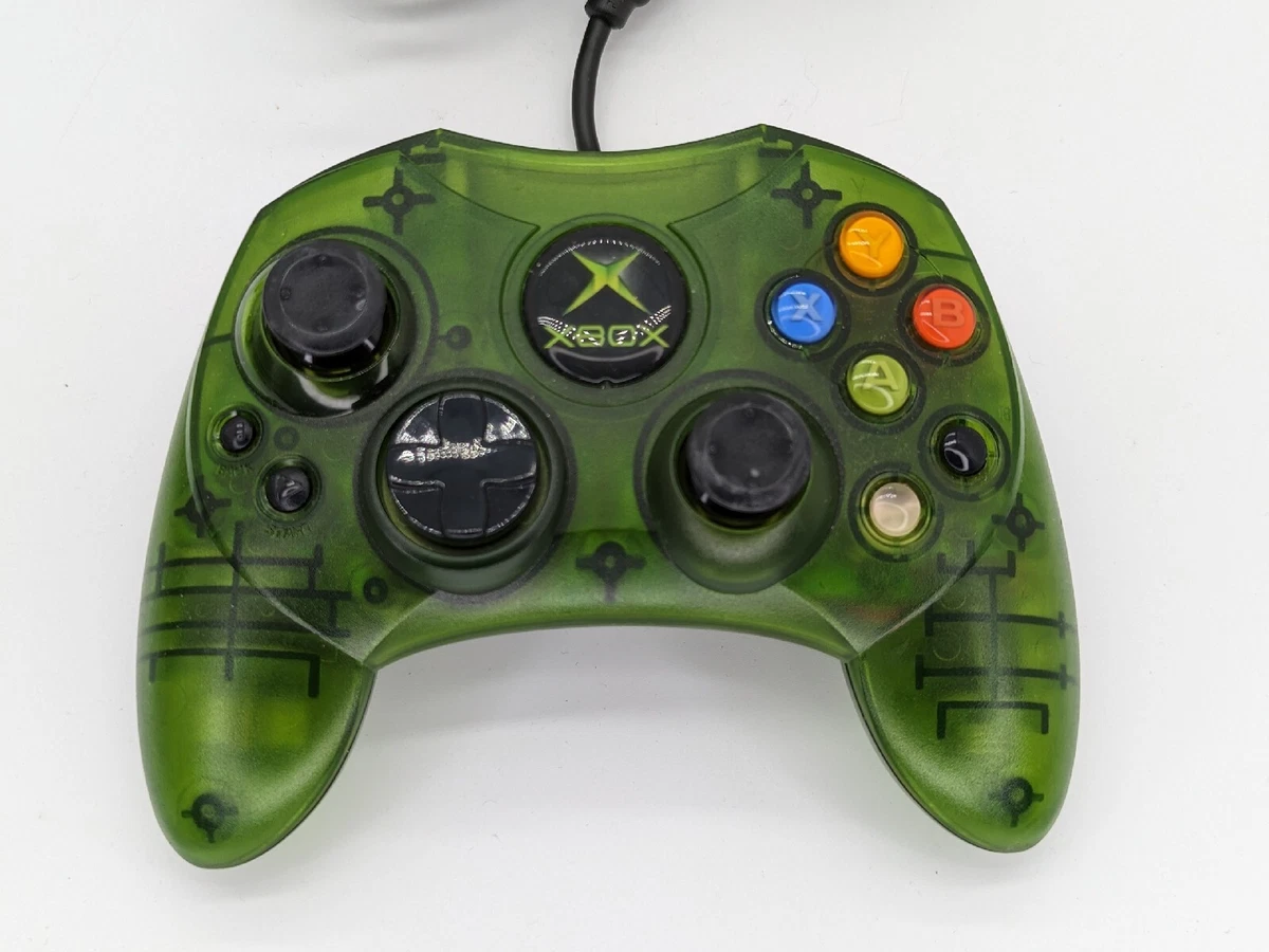 Original Xbox Controller S Wired Halo Clear Green OEM Genuine W Breakable Cord