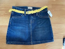 Gap Girls Skirt Blue Denim Yellow Belt Size 7 New with tags