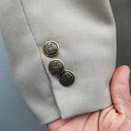 John Alexander Beige Convertible Collar 5 pocket 2-Button Suit Jacket - Picture 4 of 12