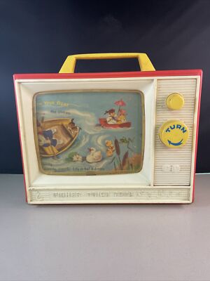 Vintage Fisher Price Toys 1966 Two Tune Giant Screen Music Box TV- NEEDS  REPAIR
