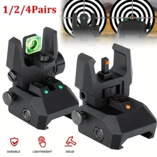 Foldable Iron Sights Flip-up Front and Rear Sight Fiber Optics Dual Aiming Mode
