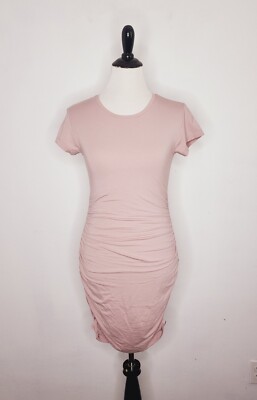 THE GROUP BABATON Contour Ruched Mini T-shirt Dress Kasha Taupe Size Small  | eBay