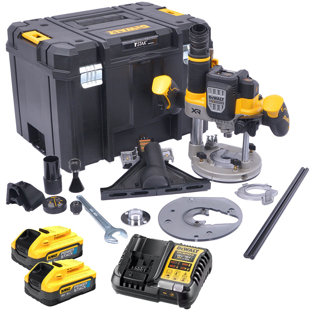 DeWalt DCW620H2 18V 12mm / 1/2"" Plunge Router + 2 x 5.0Ah PS Batt,Charger & Case - Image 5