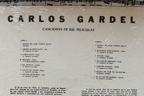 Carlos Gardel – Canciones De Sus Peliculas Vol 2 Parnaso PLP M 1047 LP Plays EX - Picture 5 of 5