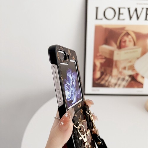 For Samsung Galaxy Z Flip 7 Flip 6 Flip 5 4 Luxury Retro Hand Strap Leather Case - Picture 7 of 18