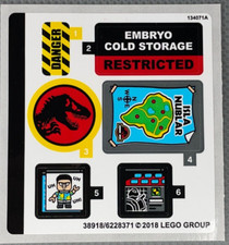 Sticker Sheet LEGO Set 75932 Jurassic Park Velociraptor Chase Decals 2018 
