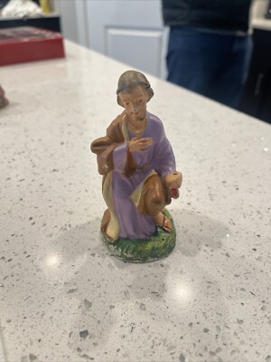 Vintage Paper Mache Italy Joseph Nativity Scene Figure 4.25  Missing Staff