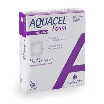 Aquacel Gelling Adhesive Foam Dressing 5'' x 5'' BX of 10