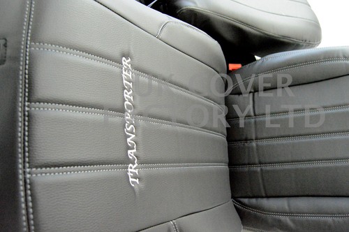 FORD TRANSIT CUSTOM 2013-2021 Van Seat Covers- PVC Leather X121BK-GY - Picture 6 of 12