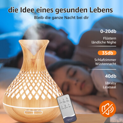 7Magic Ultraschall Aroma Diffuser 500 ml Luftbefeuchter Nachtlicht 7 LED Farben