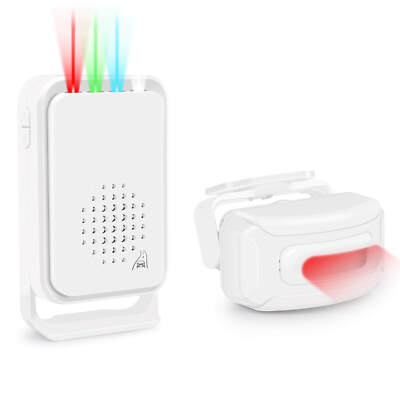 Wireless Entry Door Bell Pir Motion Sensor Detector Gate Chime Alert Alarm White