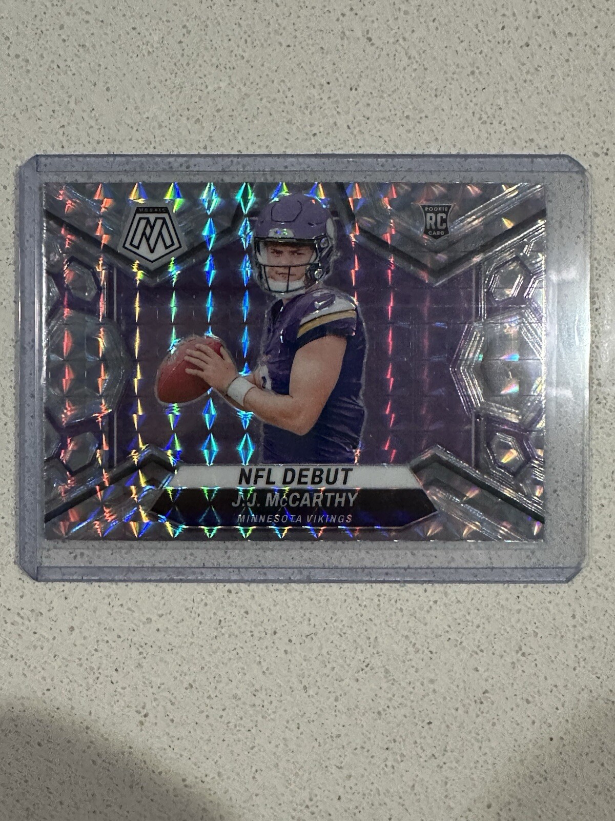 2024 Panini Mosaic JJ McCarthy NFL Debut Silver Mosaic Prizm RC #275 Vikings