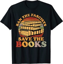 NEW Ban The Fascists Save The Books Funny Worm Nerd Gift T-Shirt - MADE IN USA