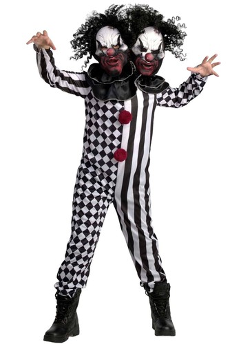 Kid's Medium Costume Morph Clown Two (2) Headed Scary Halloween Size 8 NEW!! - Picture 7 of 7