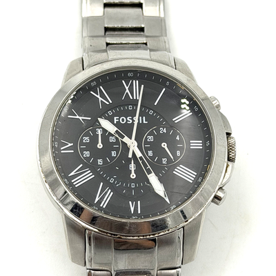 #ad Fossil Watch Chronograph Stainless Steel Broken Does Not Work PARTS ONLY AS IS $29.99