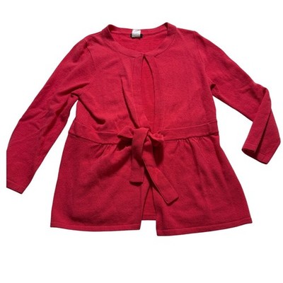 J.Crew Cardigan Wms SZ S Orange Red Wool Cashmere Peplum Tie Front Luxury Preppy