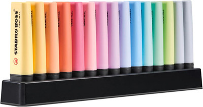 STABILO - BOSS ORIGINAL Pastel - Highlighter - Deskset of 15 - with 14 Pastel co