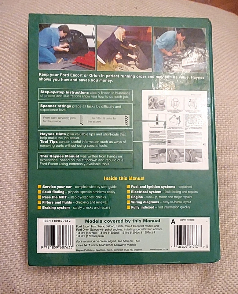 Haynes Ford Escort Orion Service and Repair Manual (90-97) Hardcover Book 1737 - Image 2 of 3