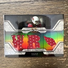 2008 Topps Triple Threads Larry Fitzgerald Triple Patch 11/12 Jersey Number!