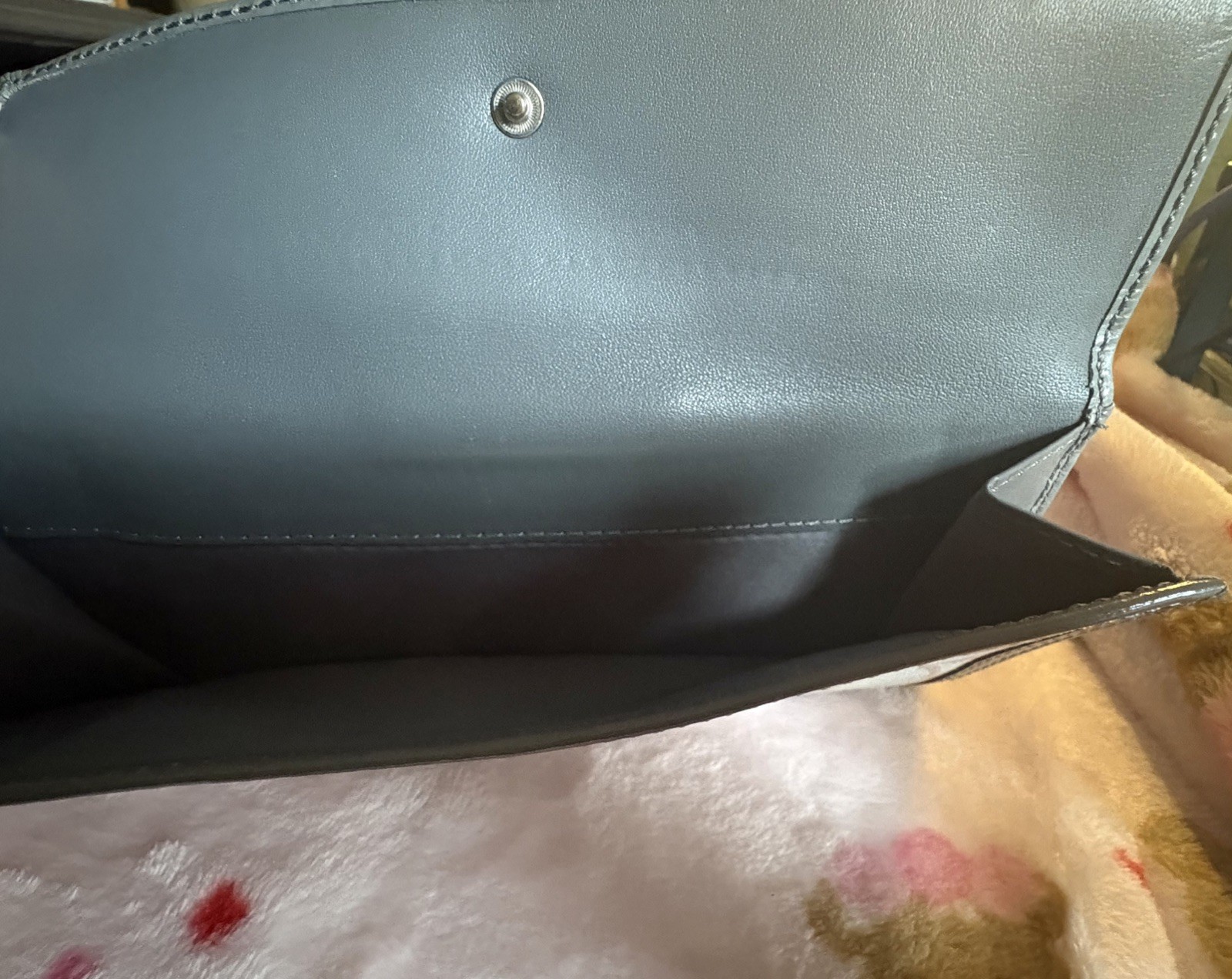 Cute Gray Large Canvas COACH Wallet Organizer w/ Leather Trim, made in Vietnam!  thumbnail 7