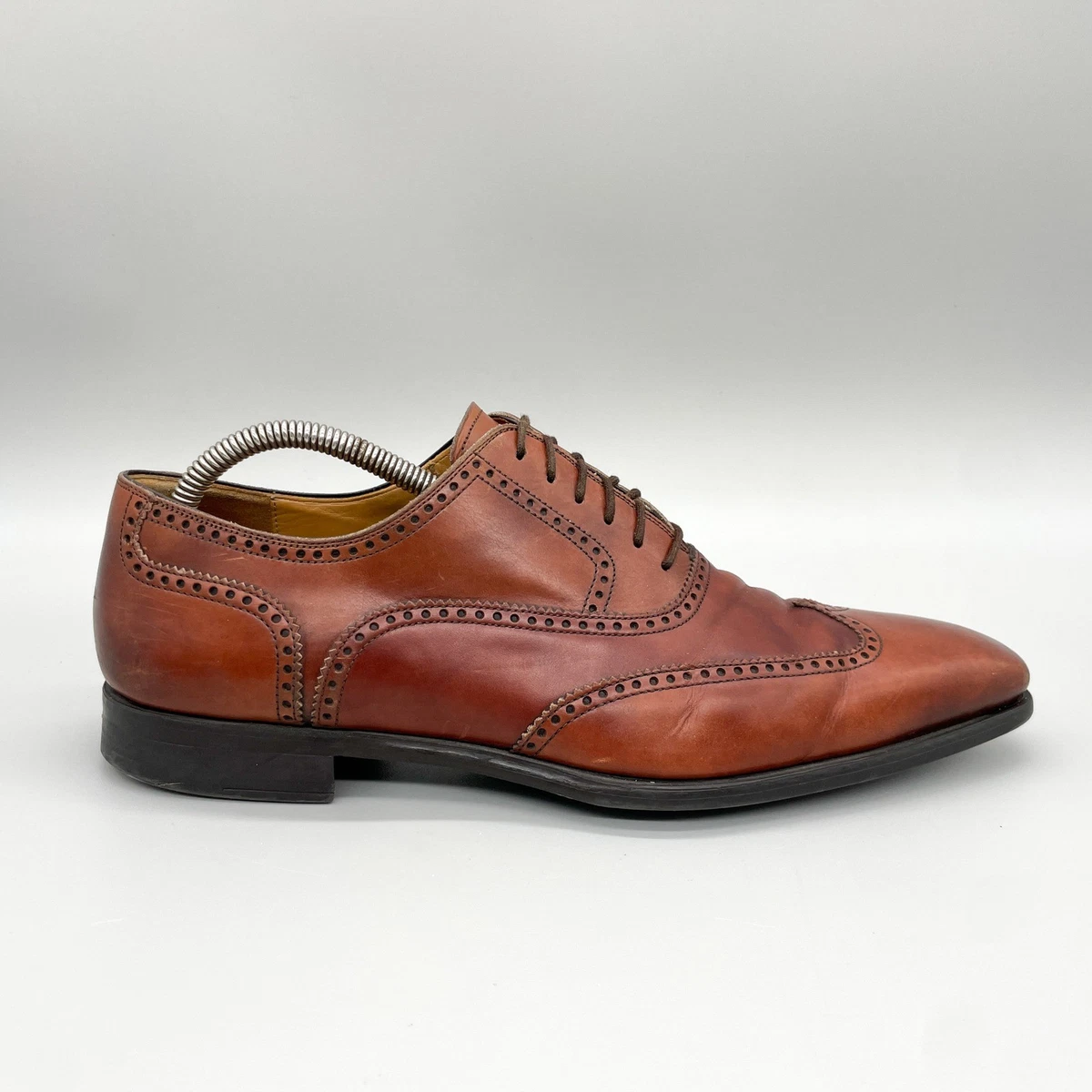 Magnanni Galen Shoes Mens Size 9.5 M Brown Wing Tip Cognac Brogue 13975 Spain Magnanni Brogue Derby Medallion Toe Oxford Cognac Mens Dress  main image 2