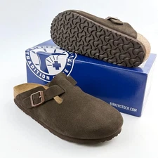 Birkenstock Boston Mocha Suede Leather Unisex Narrow/Wide Clog Shoes 37-45