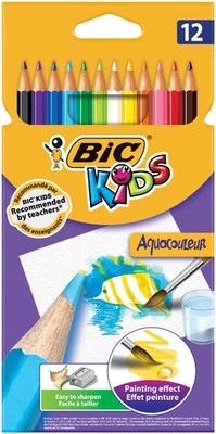 BIC KIDS Aquarell Buntstifte Aquacouleur 12er Kartonetui