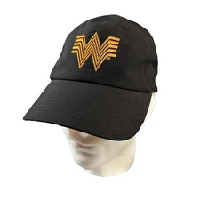 Whataburger Restaurant Black Embroidered Logo Strapback Work Employee Hat