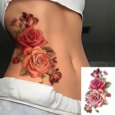 Realistic Rose Temporary Tattoo Stickers Big Size For Women Girls