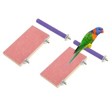 Bird Perch Stand, Wooden Parrot Perch Toy, Paw 7.48 x 3.94 Pink, 2 Pcs 