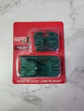 Happy Holidays GREEN Ornament Hooks 50 Short  75 Long - Total  125 - NEW