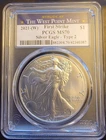 2021-W American Eagle MS-70 PCGS Type 2 FS Rare Bullion-0.999 Silver 1 Oz Coin b