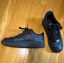 Nike Men  s Air Force 1 Low Top Black Leather Lace Up Sneakers