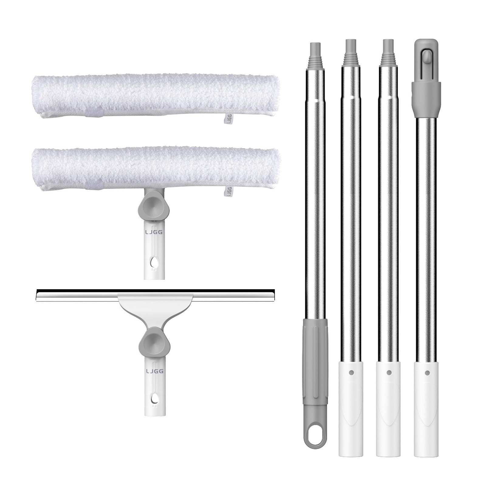 Window Cleaning Squeegee Kit, 14" Silicone Blade and Microfiber Scrubber with...