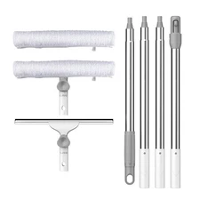 Window Cleaning Squeegee Kit, 14" Silicone Blade and Microfiber Scrubber with...
