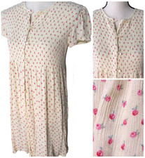Y2k Midi Dress M Button Cottage Core Yellow Dainty Floral Milkmaid Crinkle Boho