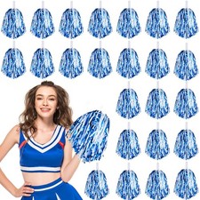 Hanaive 24 Pcs Pom Poms Cheerleading Cheerleader Spirited Cheer Blue, White