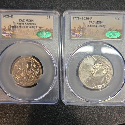 2026-D Native American Dollar  & Enduring Liberty $.50 CAC MS64  - Picture 1 of 2