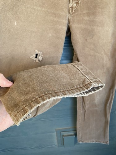 Vtg Dickies Pants Mens 34x32 Brown Duck Canvas Carpenter Workwear Utility Flawed - Picture 3 of 10