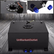 Black Aluminum 15.5 Gallon/59L Gas Fuel Cell Tank/Black Cap Door+Level Sender
