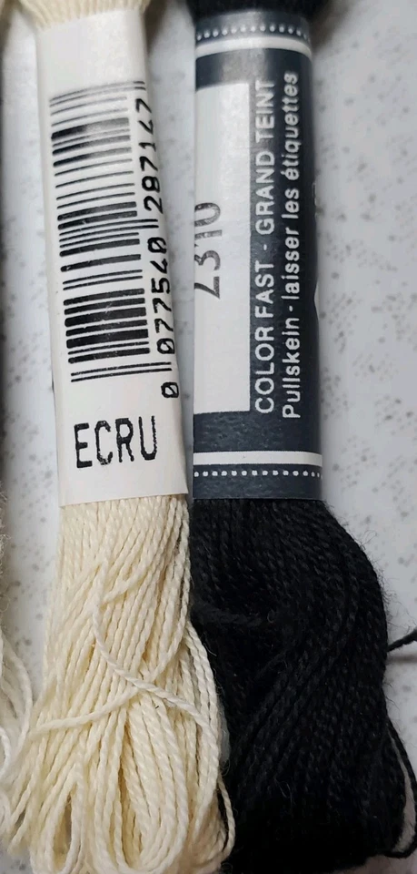 4 DMC FLOWER THREAD Embroidery Floss- 2 White-1 Black- 1 Ecru - Image 4 of 4