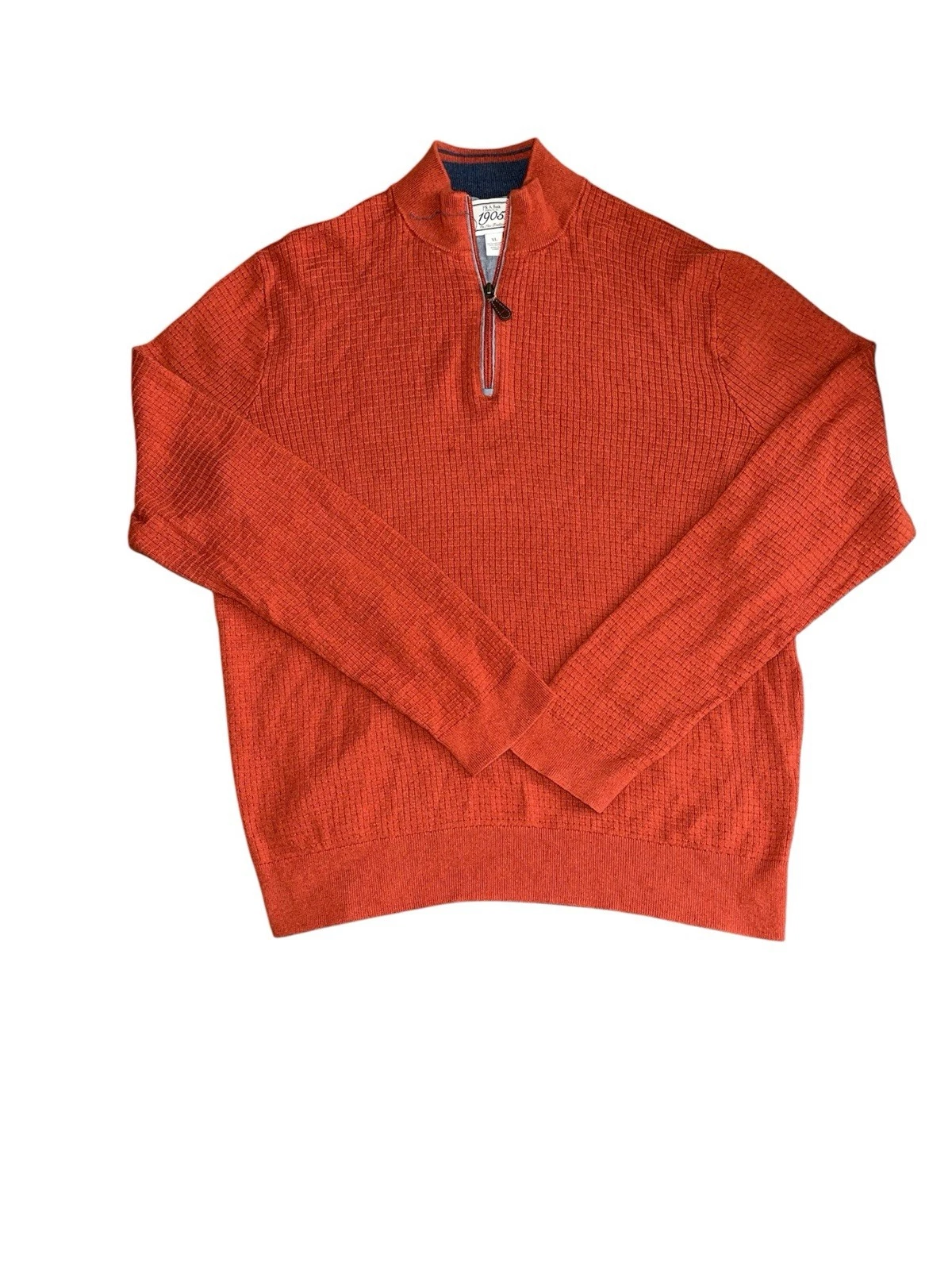 Jos. A. Bank Men’s Burnt Orange Mock Neck Quarter Zip Wool Blend Sweater XL