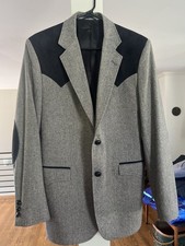 Circle S Ranch  Western Wear Gold Needle Quality USA 42 L Grey Tweed  Suede