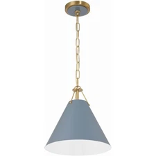 Crystorama XAV-B8301-VG-BL Xavier Mini Pendant Vibrant Gold and Blue