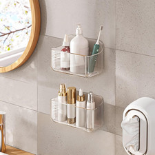 Wall Mount Organizer, 2Pc Small Adhesive Cabinet Door Organizer Bathroom Shelf