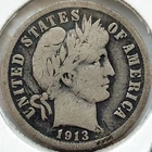 1913-P Barber Dime 10c Very Good G++ * Original Surfaces * 1913P